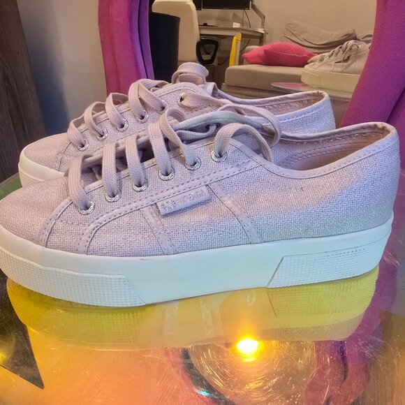 Superga Platform Sneakers Glitter Canvas - US Woman 7.5 EU 38 - Picture 1 of 9